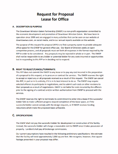 office lease request for proposal