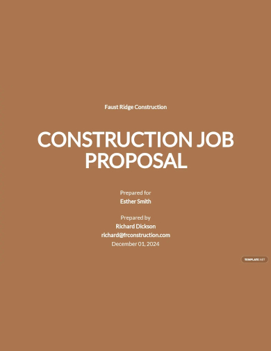 one page construction job proposal template
