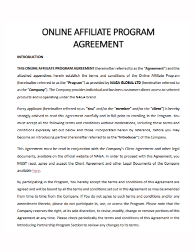online affiliate program agreement