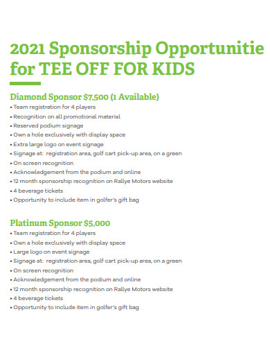 printable golf sponsorship proposal