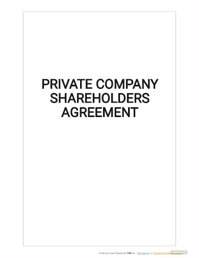 private company shareholders agreement template