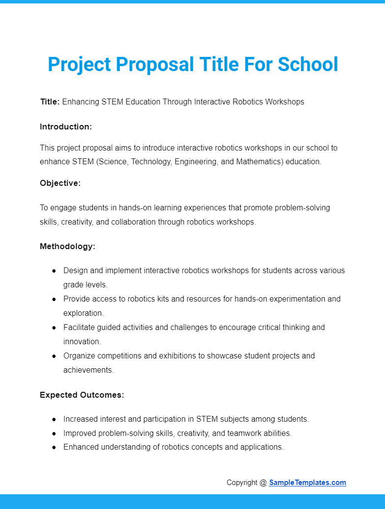 project proposal title for school
