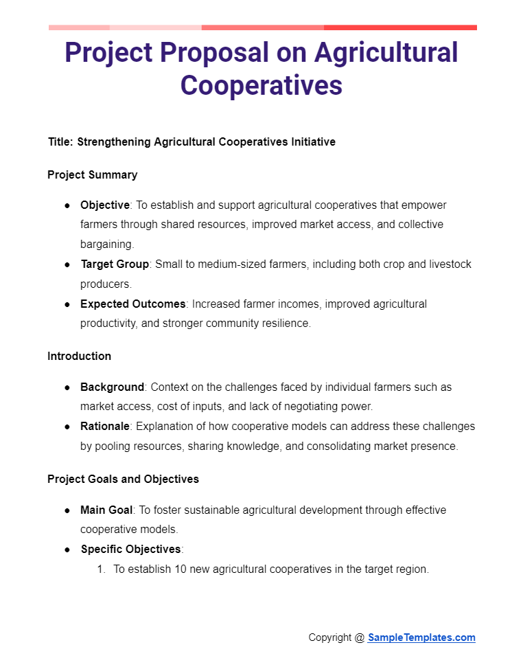 project proposal on agricultural cooperatives