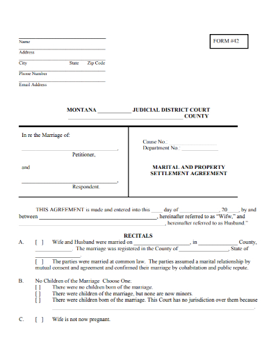property settlement agreement form