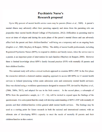 psychiatric nursing research proposal