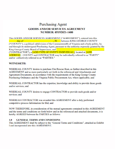 purchasing agents services agreement