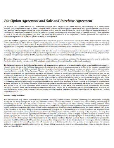 put option sale and purchase agreement