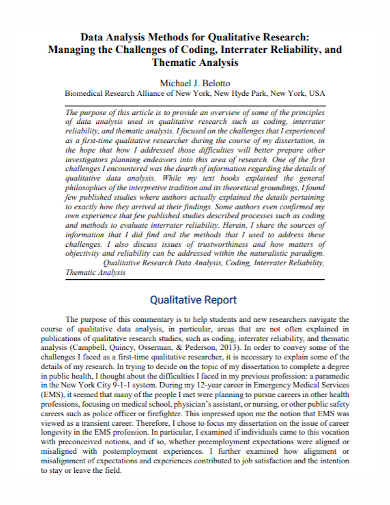 qualitative research data analysis report