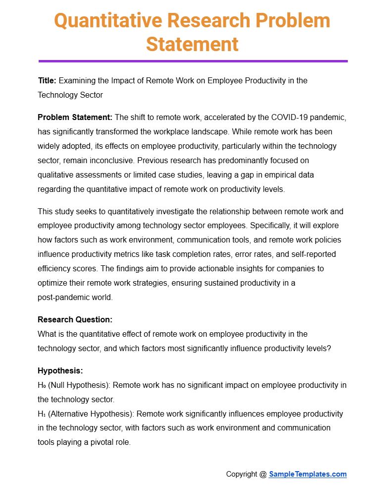 quantitative research problem statement