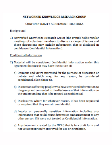 research meeting confidentiality agreement