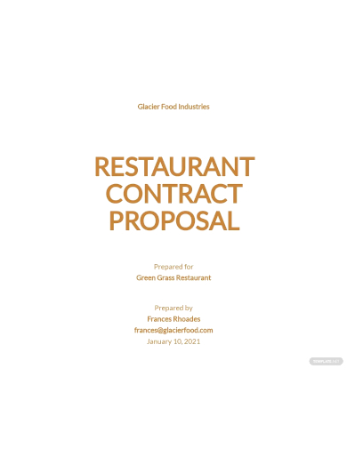 restaurant contract proposal template