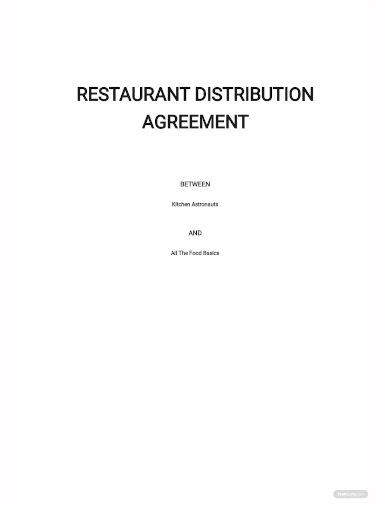 restaurant distribution agreement template