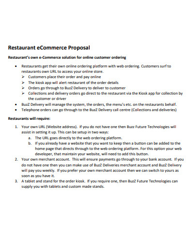 restaurant e commerce and development proposal