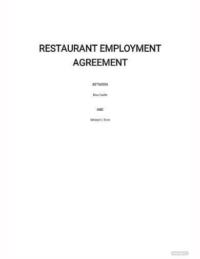 restaurant employment agreement template