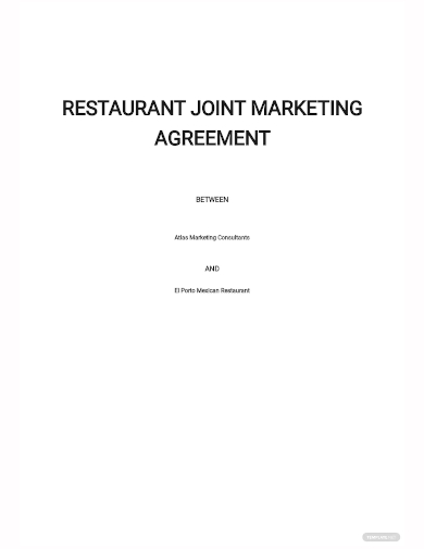 restaurant joint marketing agreement template
