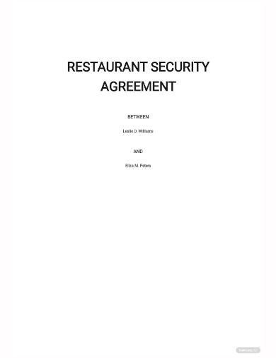 restaurant security agreement template