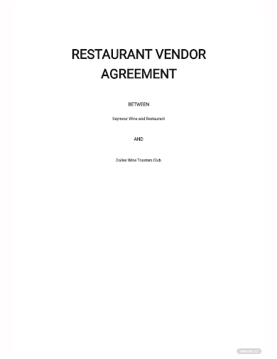 restaurant vendor agreement template