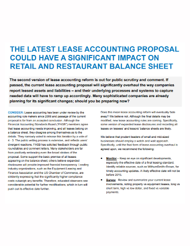 retail restaurant lease proposal