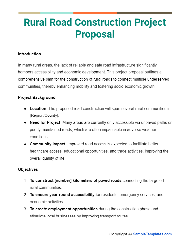 rural road construction project proposal