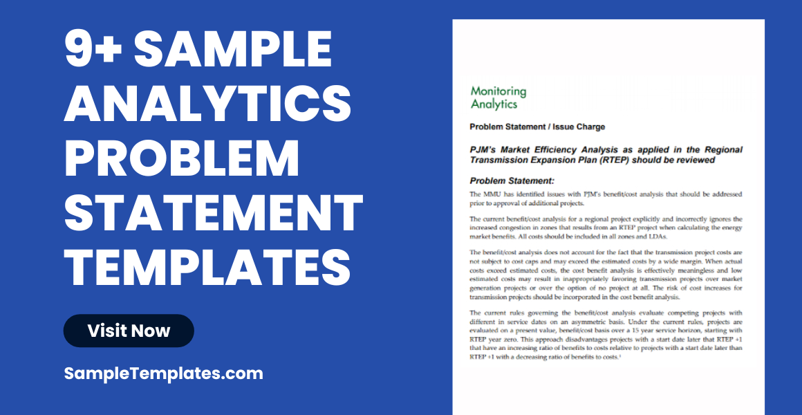 sample analytics problem statement templates