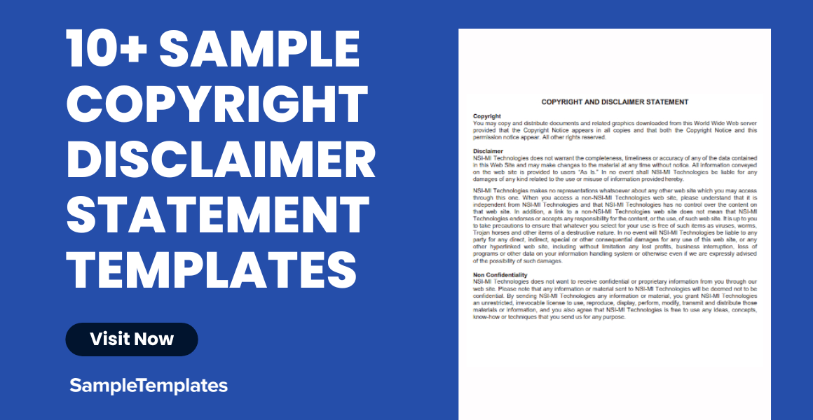 Sample Copyright Disclaimer Statement Template