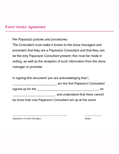 sample event vendor agreement