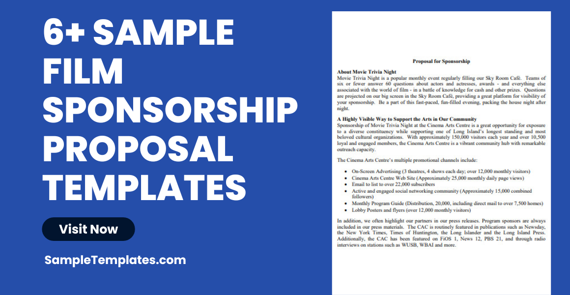 sample film sponsorship proposal templates