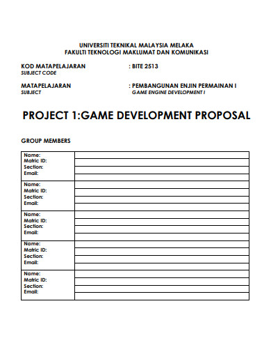 sample game development proposal