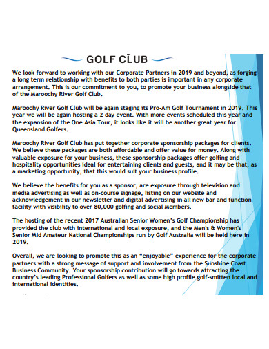 sample golf sponsorship proposal