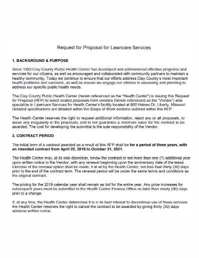 sample lawn care contract proposal