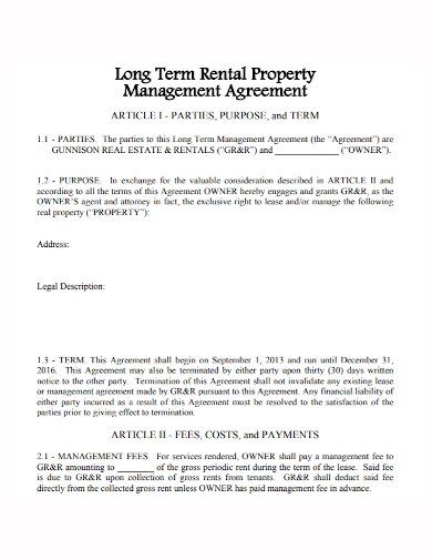 sample long term rental agreement