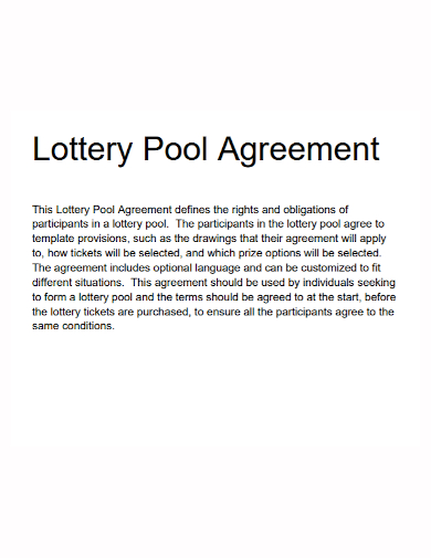 sample lottery pool agreement