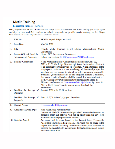 sample media training proposal
