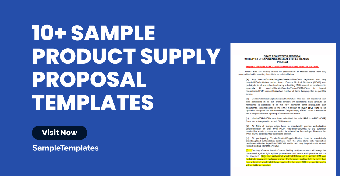 sample product supply proposal templates
