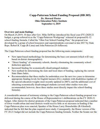 sample school funding proposal
