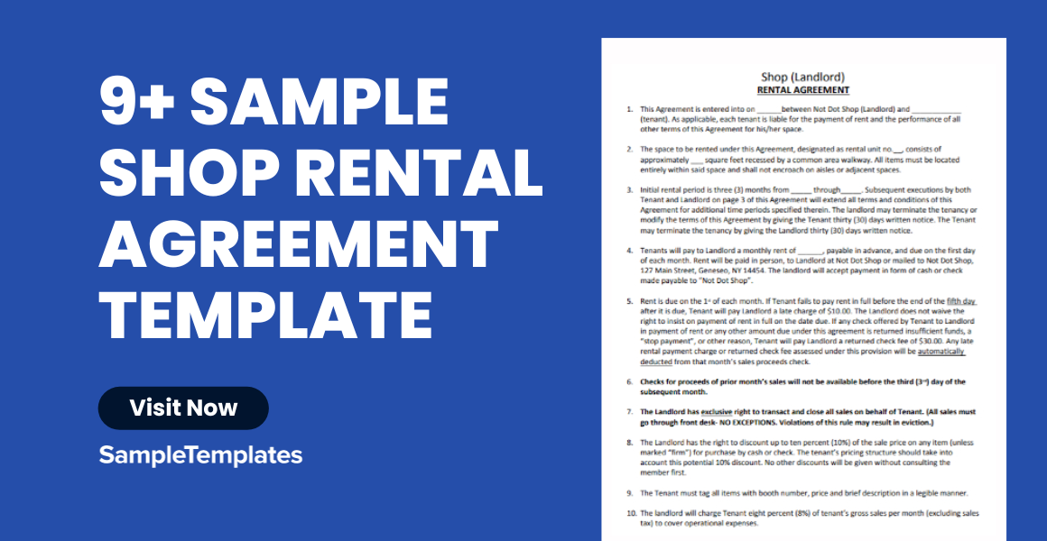 sample shop rental agreement templates