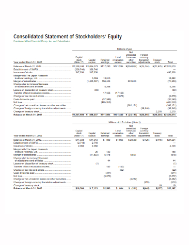 sample statement of stockholders equity