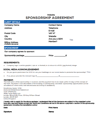 sample website sponsorship agreement