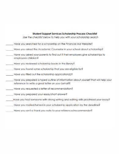 scholarship process checklist