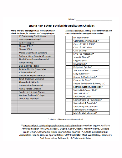 school scholarship application checklist