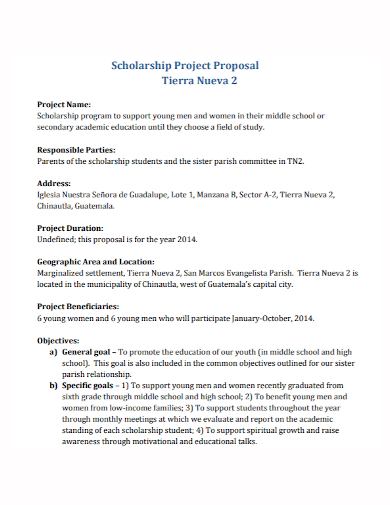 school scholarship project proposal