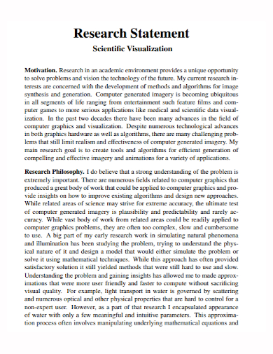 scientific visualization research statement