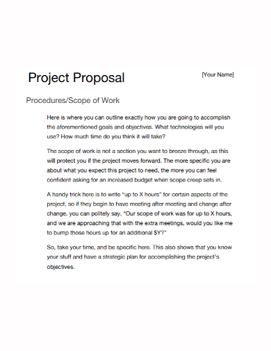 scope of work project proposal