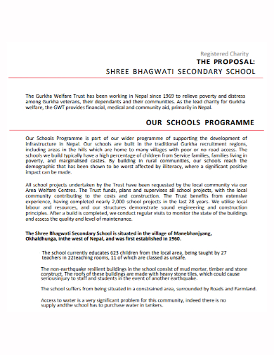 secondary school charity proposal