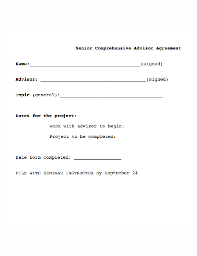 senior comprehensive advisor agreement