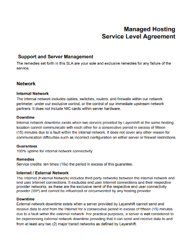 server management hosting agreement