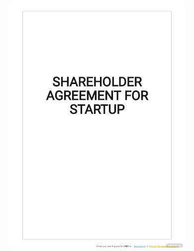 shareholder agreement for startup template