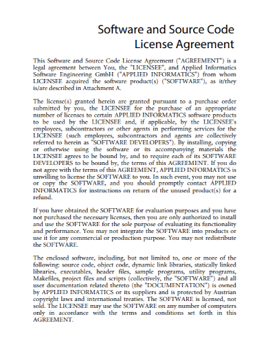 software source code license agreement