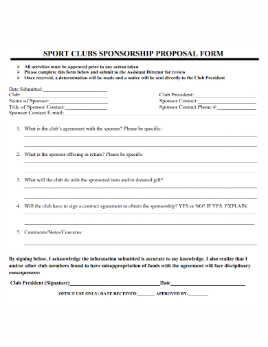 sports club sponsorship proposal form
