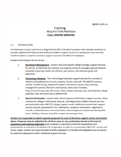 standard call center training proposal